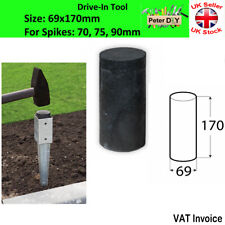 Black Fence Post Spike Drive-In Tool For 70, 75 or 90mm Post Support 170x69mm