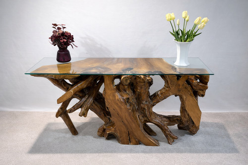 Teak root furniture console - teak,