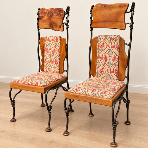 Pair high back wood - of,