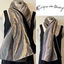 GEORGINA VON ETZDORF England Grey/Black/Laurel Velvet Reversible Scarf 27x140cm