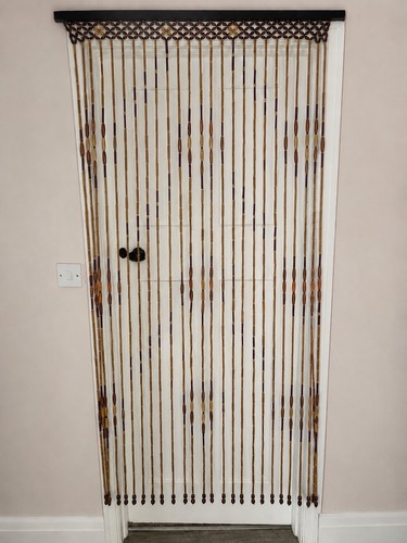 Vintage wooden beaded door - wooden,