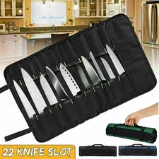Chef Knife Roll Carry Bag+22Pockets Knife Storage Case Kitchen Portable Storage