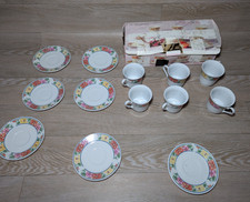 Tea Set Crown Dynasty 12 Piece Bone China Cup Saucer Vintage Floral  Please Read