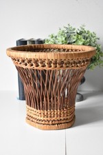 Vintage Woven Wicker Plant Pot