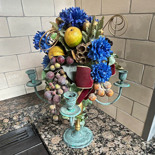 Metal floral candelabra - metal,