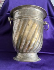 Vintage Champagne Bucket European Silvered brass with side rings Art deco