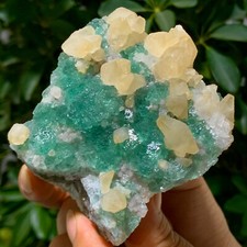 374G Rare transparent GREEN cubic fluorite mineral crystal sample/China