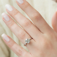 14k  White Gold Engagement Ring Lab Grown Round 1.60 Carat IGI Diamond E F  VS