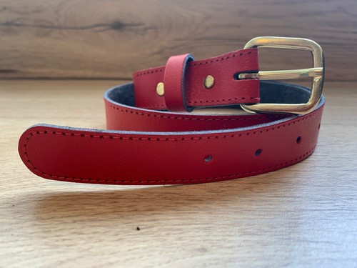 Red belt leather - leather, 25mm