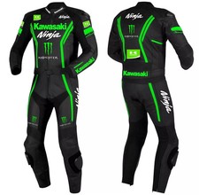 New Men's 2PC Motorcycle Racing Leather Suit MotoGP Biker Gear Armor
