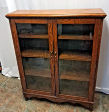 Antique Oak  Bookcase With Glazed  Doors