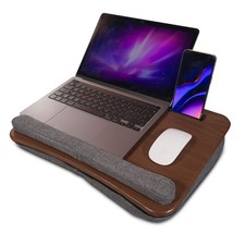 Aidapt Wooden Laptop Tray with Cushion,Wrist Rest & Device Holder, Portable