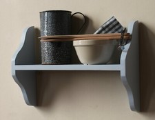 Wall Shelf Wooden Painted Rustic Kitchen Shelving Rack One Tier Storage Shelf