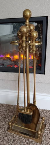 Vintage brass piece fireside - brass, 4