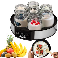 Digital Yogurt Maker with 7 Glass Jars  Electric, Compact, Stainless Steel