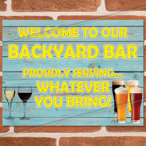 Backyard bar metal signs man - metal,