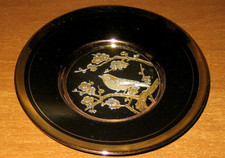 PIATTO The art of CHOKIN oro 24 Kt Japan Porcellana nera Bordo Oro - Vintage