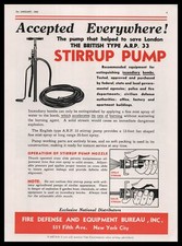 1942 First Defense Equipment Bureau New York Stirrup Fire Pumps Vintage Print Ad
