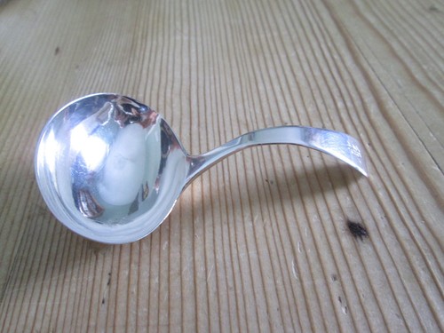 Silver tea caddy spoon - caddy,