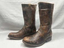 Loblan Women's 38 / 7 Brown Distressed Leather Zipper Riding Boots