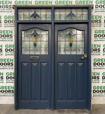FRONT DOOR WITH SIDELIGHT 1930S STAINED GLASS VINTAGE EXTERNAL EXTERIOR GLAZED