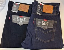 Mens Levis 501 Straight Regular Fit  Denim  Jeans Dark Blue  Black Waist Size