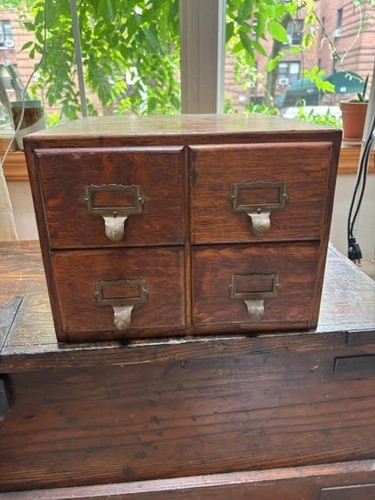 Antique drawer library - library, card