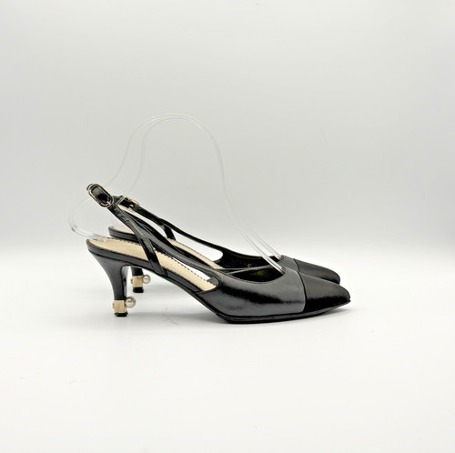 Chanel black slingback heels - slingback,