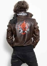 Cyberpunk 2077 Samurai Leather Jacket Moto Biker Fashion