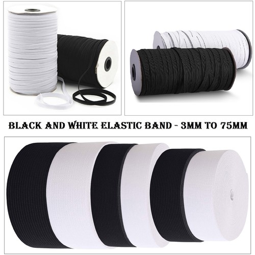 Black white flat elastic - white,