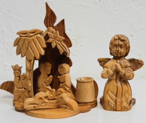 Olive wood nativity sey - olive,