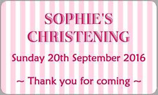 Pink Christening Stickers Personalised Thank You Labels Seal for Party Gift Bags