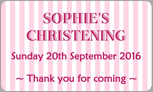 Pink christening stickers - pink,