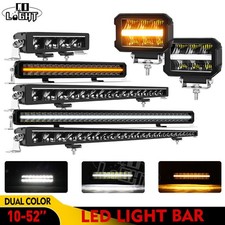 Slim LED 4"12"22"32"42"52 Work Light Bar Amber White DRL Position Light SUV 4WD