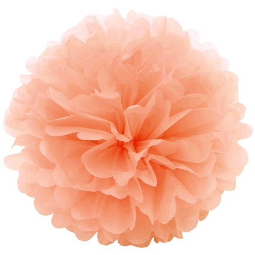 Peach tissue paper pom poms - peach,