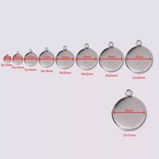 6-30 mm Round Stainless Steel Pendant Blank Cabochon Base Setting Bezel