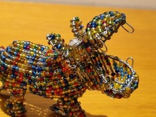 Handmade Beaded Hippo Figurine