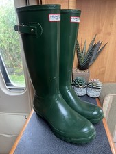 Vintage Hunter Wellies Green Boots Made In Scotland Size UK 10 EU 44 Used