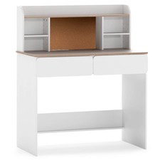 Bedroom Children Desk Student Writing Table with Adjustable Shelves-White