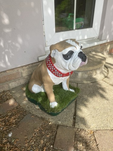 Concrete bull dog sculpture - dog, sculpture,
