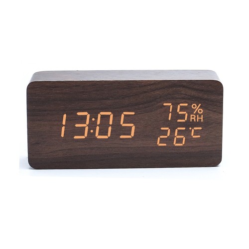 Digital alarm clock wooden - clock, led