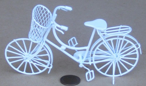 Dolls house bicycle white - dolls,