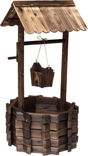 Outsunny wooden wishing well - wooden,