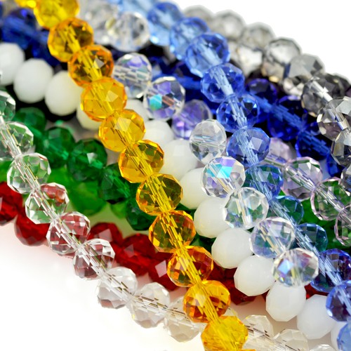 Faceted rondelle crystal - rondelle, glass
