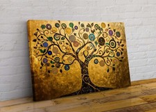 Tree of Life Golden Abstract Canvas Wall Art Picture Print Gustav Klimt Style
