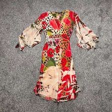 Kasike Floral Beaded Dress Size 10UK 6US M Poppy Boho Whimsical Flowy Party