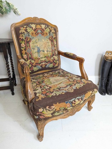 French embroidered armchair - embroidered,