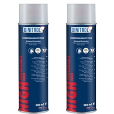 2 X DINITROL HIGH PERFORMANCE UNDERBODY WAX CLEAR 500ml AEROSOL RUST PROOFING