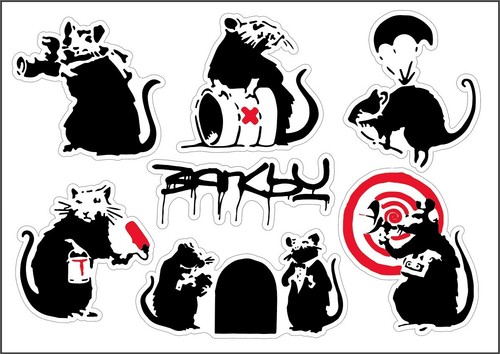 Banksy sticker rat pack - sticker, 🐀