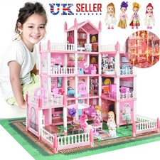 Barbie DreamHouse Dollhouse Furniture LED Light Pink Girl Toys 4 Tier 11 Rooms